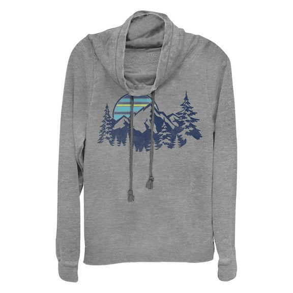 Junior's Lost Gods Blue Mountain Range Scene Cowl Neck Sweatshirt