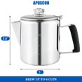 thumbnail image 2 of APOXCON Cafetera multiusos con perilla de vidrio de borosilicato resistente al calor y mango de sílice antillama Cafetera de acero inoxidable para usar en cualquier estufa de inducción Estufa de fogat, 2 of 5