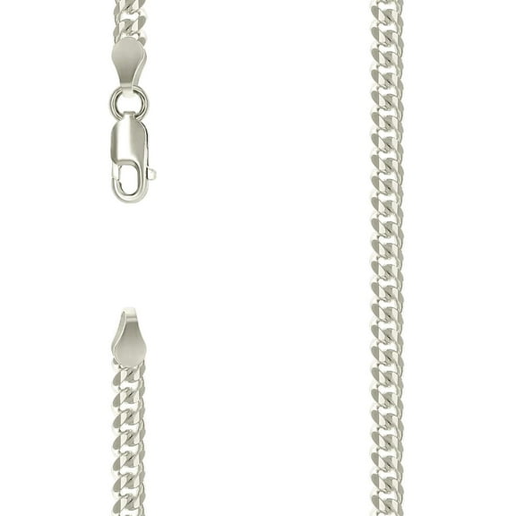 925 Sterling Silver Solid Comfort Curb Chain Silver 4mm Anklet 9 Inch Anklet for Women and Men