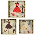 thumbnail image 2 of Northlight Set of 3 Vintage-Style Fashion and Dresses Square Wooden Serving Trays - White/Brown, 2 of 9