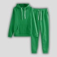 thumbnail image 2 of Bjutir Womens Solid Color Hooded Long Sleeve Sweatshirt With Pocket And Long Pants Set Fall Winter Outfit Set Green, 2 of 3