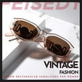 thumbnail image 4 of FEISEDY Retro Trendy Rectangle Sunglasses Women Men Vintage 90s Small Narrow Square Sunglasses B2322, 4 of 14