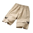 thumbnail image 3 of UACY Girls Cargo Shorts Knee Length Wide Leg Bermuda Shorts Loose Casual Solid Elastic Waist Long Short Pants with Pockets (Khaki, 10-11 Years), 3 of 3