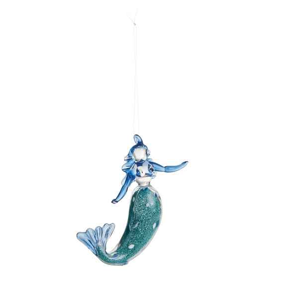 Mystic Blue Art Glass Mermaid Christmas Xmas Ornament