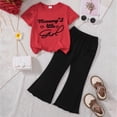 thumbnail image 2 of HCNTES Children Kids Girls 2 Piece School Outfits Short Sleeve T-Shirt & Flared Pants Summer Clothing Set Size 3T 4T 5T 6T 7T 8T(H03-H,6-7 Years), 2 of 4
