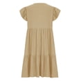 thumbnail image 6 of ClodeEU Women's Summer V-Neck Short Sleeve Dresses ,Casual T-Shirt Flowy Tunic Ladies Beach Sundress Khaki,Womens Plus M, 6 of 7