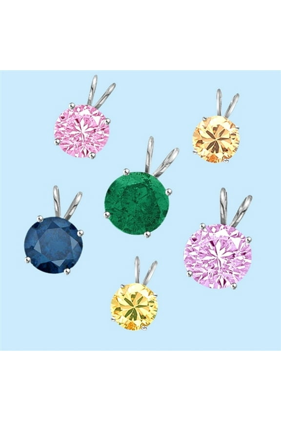 Pendant with choice of Round cut Colored Stone, 3.0 cts.t.w. - WPD1207- Emerald Essence
