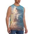 thumbnail image 2 of Xecao Cute Cloud Cat Print Men's Tank Top: Sleek Sleeveless Tee for Casual Sports and Beach Occasions-Small, 2 of 7