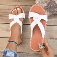 thumbnail image 5 of KIJBLAE Women's Cross Strap Open Toe Flat Beach Sandals, Wide Width Lightweight Non Slip Casual Summer Slides White 36, 5 of 9