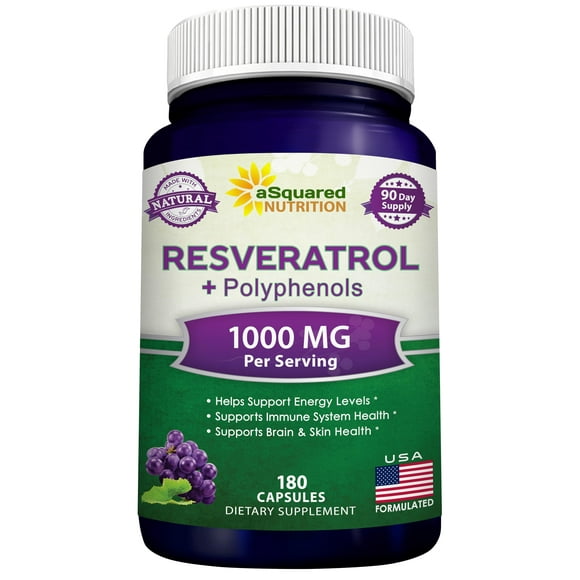 Suplemento de resveratrol de Squared Nutrition 1000 mg - 180 cápsulas