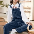 thumbnail image 6 of YunPes Girls Denim Overalls Teen Jean Dungarees Pants with Buttons Kids Sleeveless Straight Jeans Jumpsuit Bib Long Rompers, 6 of 8