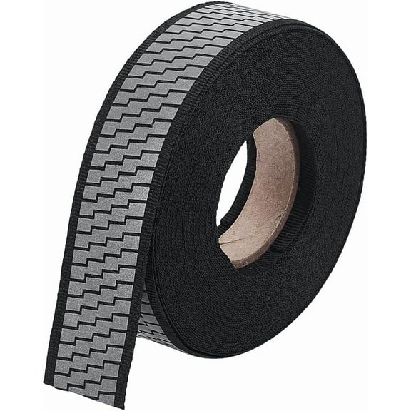 10.94 Yards Ladder Print Silver Sew On Reflective Tape 1Inch Wide Black Reflective Polyester Ribbon High Visibility Reflective Tape for Clothing Rain Coats Jackets Black