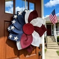 thumbnail image 6 of Fuebueo Patriotic Wreath 4th of July Decorations Front Door Independence Day Burlap Sunflower Wreath American Flag Decor for Outdoor Home Porch Wall Ornament, 13.8 Inch, 6 of 8