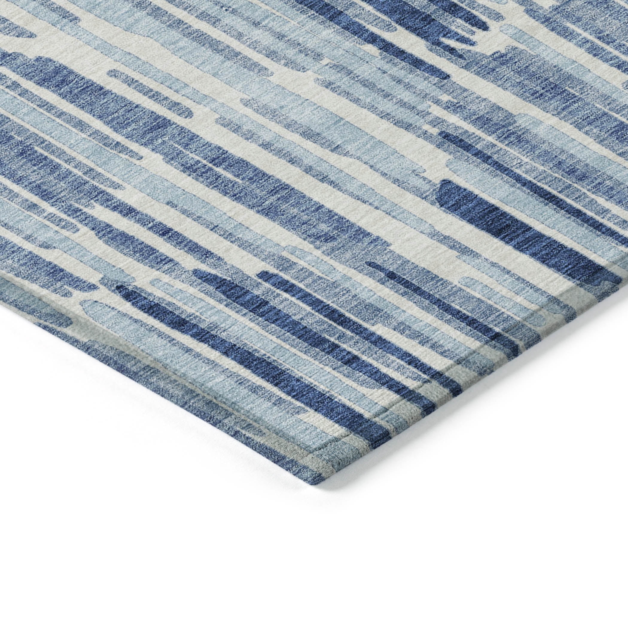 Addison Rugs Chantille Indoor/Outdoor Transitional Lines Blue Washable Rectangle Rug, 2'6" x 3'10"