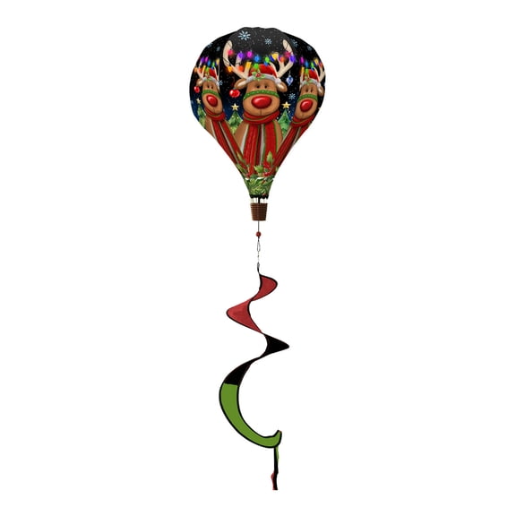 Briarwood Lane Christmas Festive Reindeer Balloon Wind Twister 54x12 For Christmas Balloon