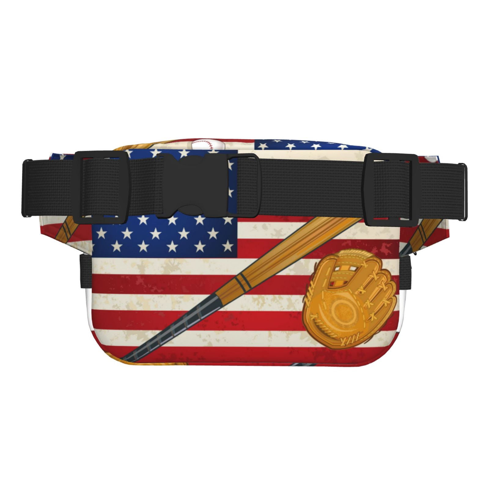 Hirioo American Flag And Baseball for Double Layer Waist Bag Adjustable Fanny Pack For Travel Running Hiking