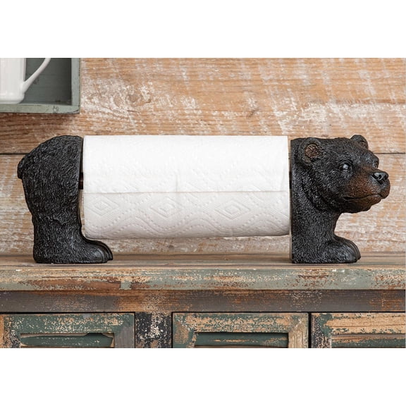 Ebros Rustic Woodland Forest Black Bear Standing Paper Towel Holder Statue