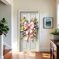 thumbnail image 4 of Qocolhg Easter Bunny Wreath Door Banner 72x35inch, Spring Door Cover with Egg and Flower Pattern, Reversible Festive Door Hanging for Front Door, Easy Hang Outdoor/Indoor Easter Home Decoration, 4 of 6