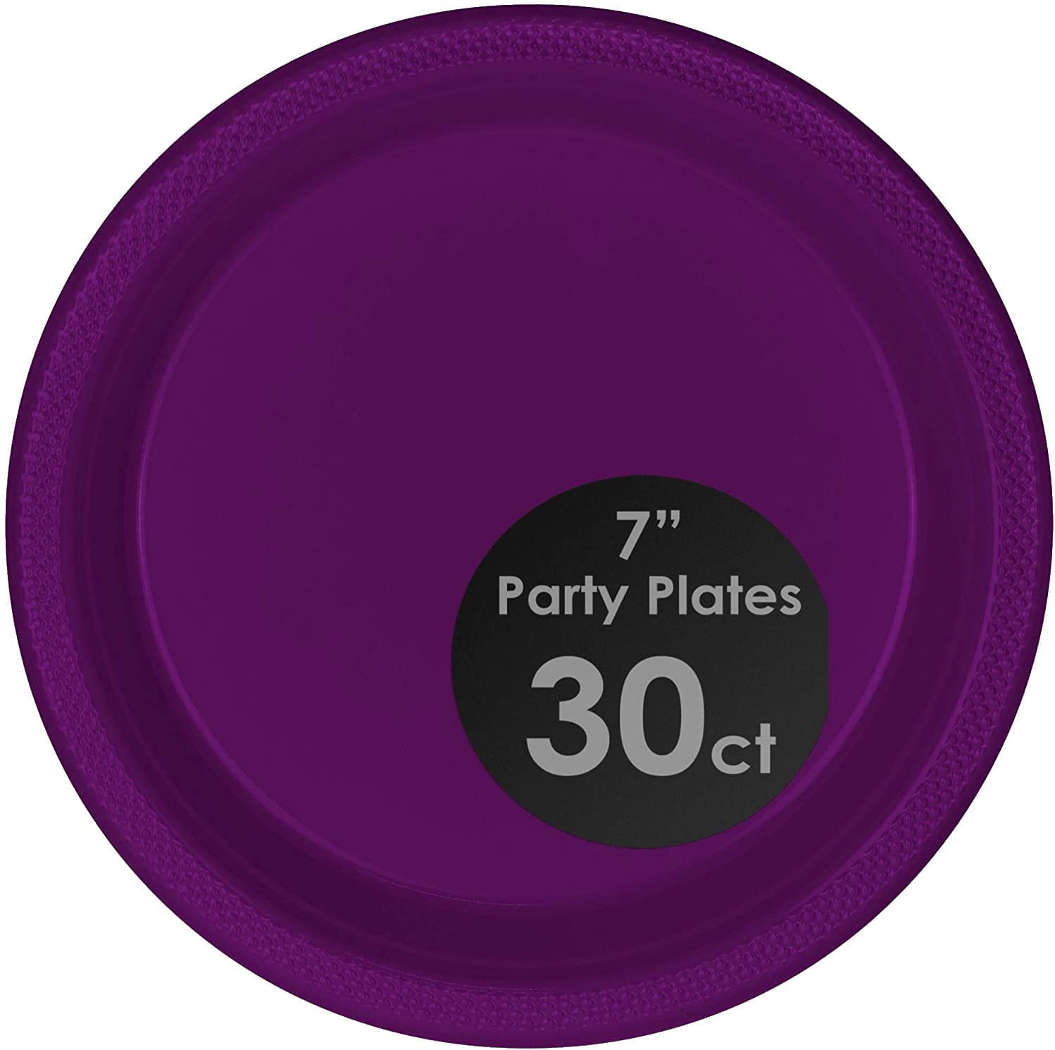 DecorRack 30 Small Plastic Plates, 7 inch Dinner Plates, Purple (Pack