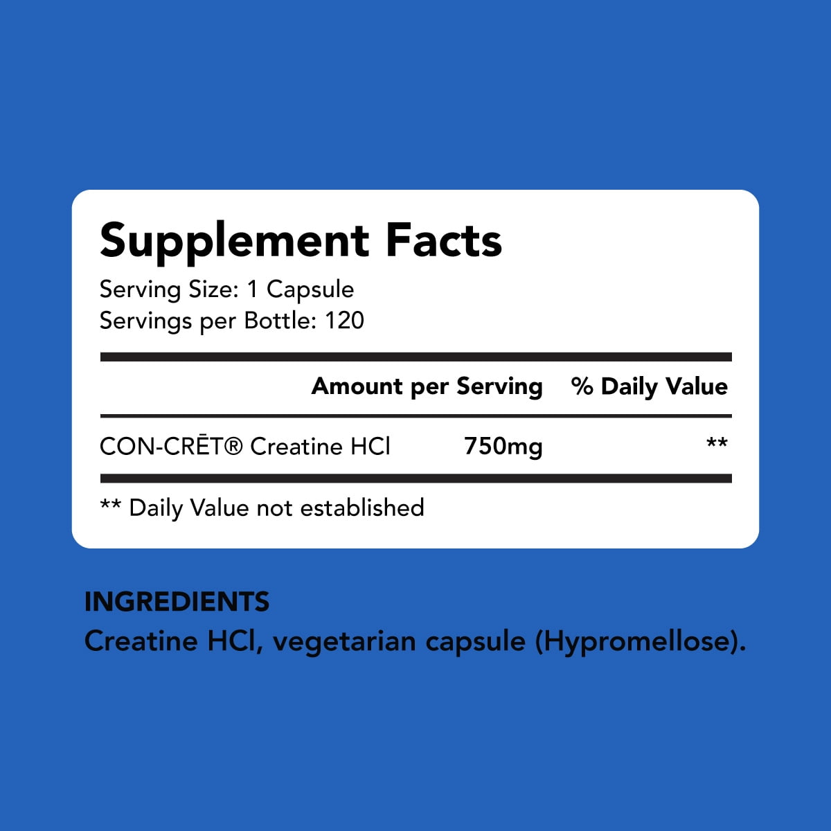 Amandean Creatine HCl Pills. 120 Count. USA Made CON-CRET. 1 Capsule Equals 5g of Monohydrate Powder. No Bloat Creatine for Women. Supports Muscle Growth, Energy, Cognitive Function, Performance
