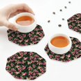 thumbnail image 3 of KLL Drink Coasters Set Octagon of 4,PU Leather Absorbent Coasters Set Decorative Coffee Cup Coasters Housewarming Gift for Home Decor-Rose Flowers, 3 of 5