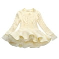 thumbnail image 4 of Povozer Girls' Long Sleeve Girl Dresses Ribbed Knit Sweater Dress(Beige,3-4Y), 4 of 6