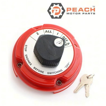 Peach Motor Parts PM-BATTERY-SWITCH-2B  PM-BATTERY-SWITCH-2B Switch, Boat Battery Selector (Double 1-2-Off-Both) w/ Key Lock; Replaces Perko®: 8502,