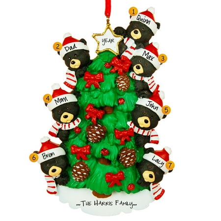 Bear Tree Family 7 Personalized Christmas Ornament
