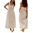 thumbnail image 3 of Summer Dresses for Women 2025 Halter Maxi Wedding Guest Party Cocktail Semi Formal Elegant Sundress White M, 3 of 8