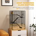 thumbnail image 3 of CHENZM Large Hamster Cage with 9" Deep Tempered Glass Bottom, 4 Tiers Hamster Tank with Running Wheel, Hut, Water Bottle, Dish, Rat Cage for Syrian, Dwarf, Gerbils, Mouse, 24" x 16" x 31.5", Black, 3 of 9