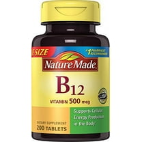 Nature Made Vitamin B12 500 mcg Tablets, 200 Count for Metabolic Health (Packaging May Vary)