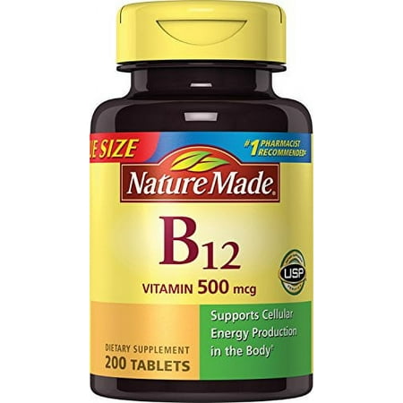Nature Made Vitamin B12 500 mcg Tablets 200 Count for Metabolic Health (Packaging May Vary)
