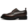thumbnail image 3 of Santimon Coffee Dress Shoes for Men Thick Sole Wingtip Brogue Derby Shoes Cowhide Leather Formal Shoes US 11, 3 of 8