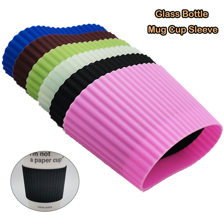 6 PACK Heat-resistant Silicone Nonslip Coffee Cup Reusable Glass Bottle Mug  Cup Sleeve for Hot Drinks