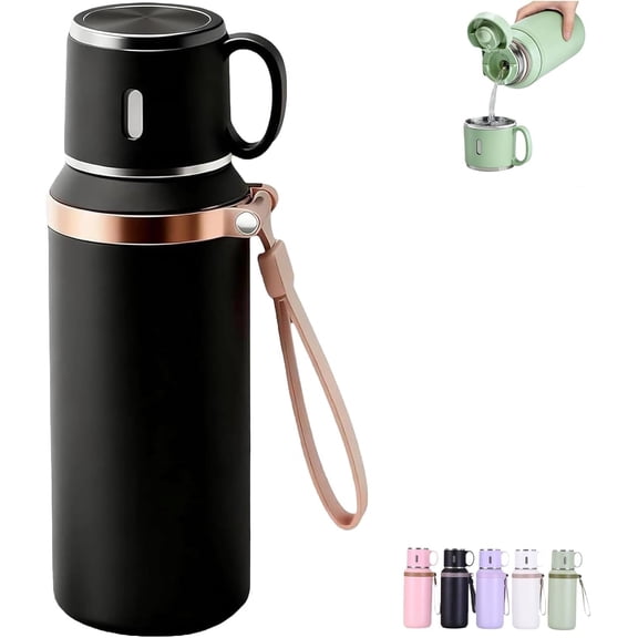 2 In 1 Stainless Steel Vacuum Insulated Bottle With Lidded Cup, 316 Stainless Steel Water Bottle, Detachable Design, Leakproof Large Capacity for Travel, Gym (Pink)