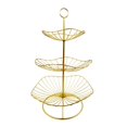thumbnail image 2 of Cesta de frutas de 3 niveles con alambre de metal para aperitivos de fiesta, ideal para bodas y cumpleaños. Hoja de loto de oro, 2 of 9