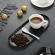 thumbnail image 5 of Organizador de bandejas de baño, bandeja de toalla de acero inoxidable de diseño simple para cosméticos y joyas, duradera en uso, bandeja de metal de primera calidad para tocador de baño, L, negro, 5 of 6