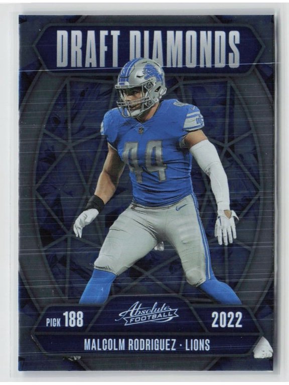 2025 Panini Absolute Football Draft Diamonds DD-MRZ Malcolm Rodriguez Detroit Lions Football Card