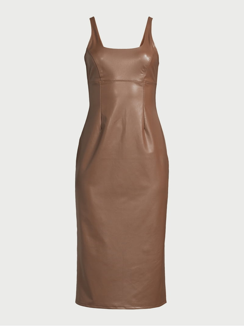 gold party dresses for ladies Faux Leather Dress with Puff Sleeves – Dolce Cabo