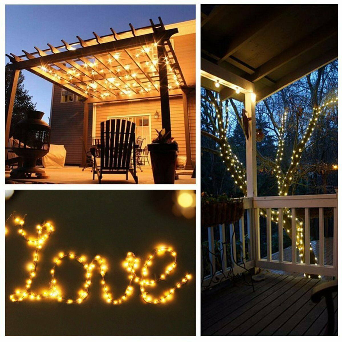 10M Solar String Lights Fairy Copper Wire Waterproof Outdoor Indoor Decor Lights 