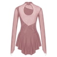 thumbnail image 4 of Oyolan Women's Long Sleeve Figure Ice Skating Dress Shiny Ballet Dance Leotard Dress Lyrical Dance Dusty Pink M, 4 of 7