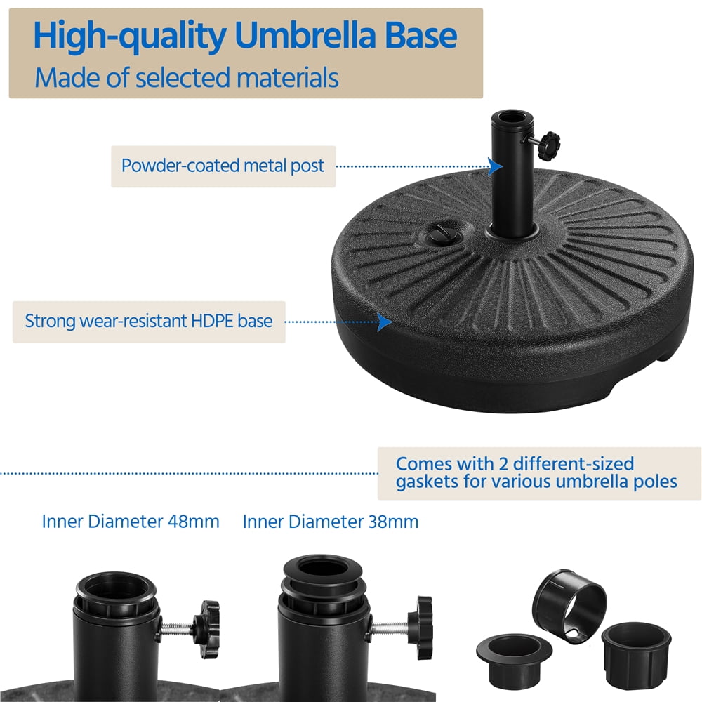 Alden Design 5 lbs Black Round Polyethylene and Iron Patio Umbrella Base with Fillable