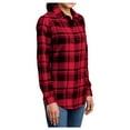thumbnail image 3 of Yellow Rooster Flannel Shirts For Women Plaid Jackets Long Sleeve Button Down Engine Red/ Black XS, 3 of 6