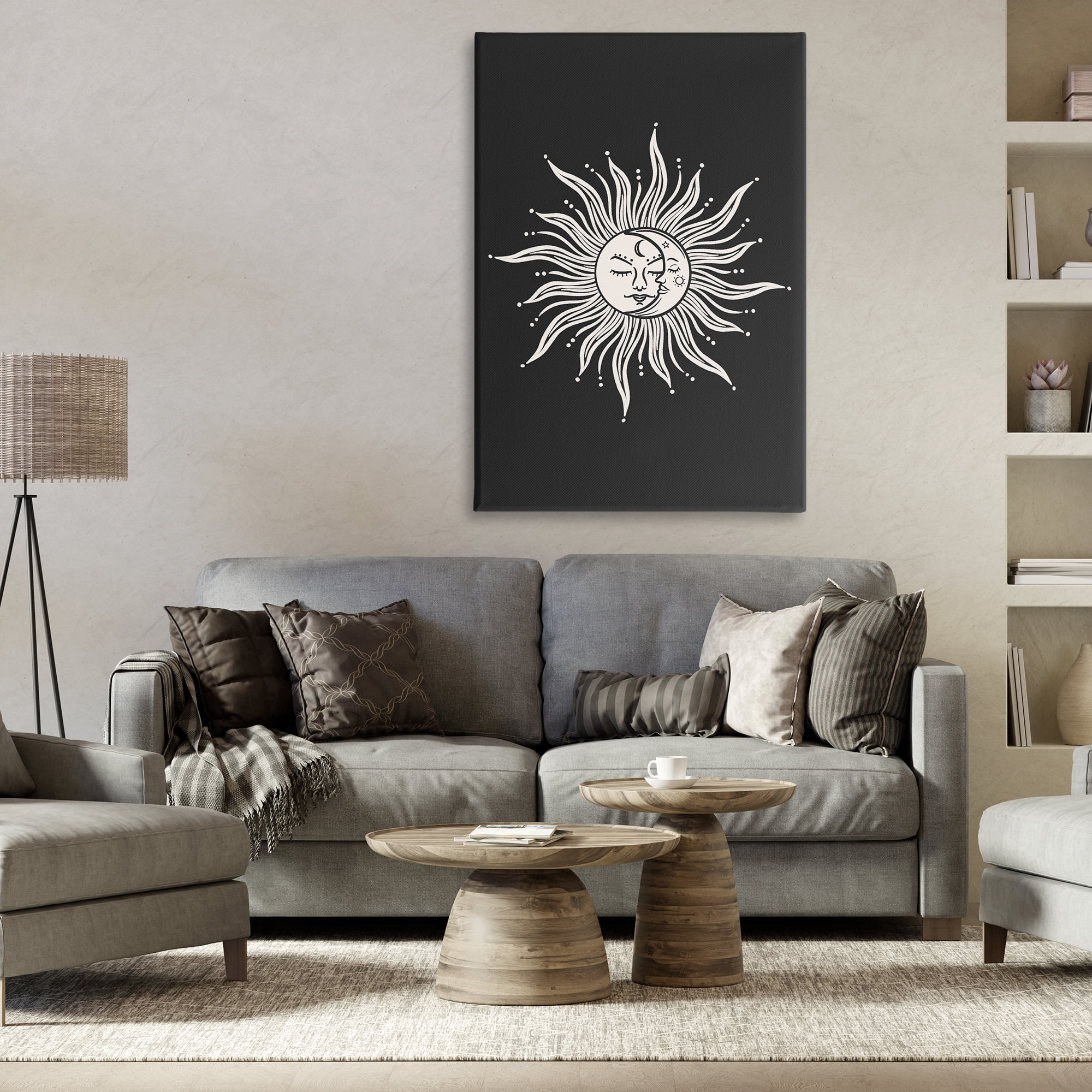 Stupell Industries Celestial Sun on Black Astrology & Stars Painting Wrapped Canvas Art Print Wall Art, 30 x 45