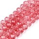 thumbnail image 1 of Transparent Glass Beads Strands Faceted(32 Facets) Rondelle Crimson 8x6.5mm Hole: 1.2mm about 63pcs/strand 15.55''(39.5cm), 1 of 4