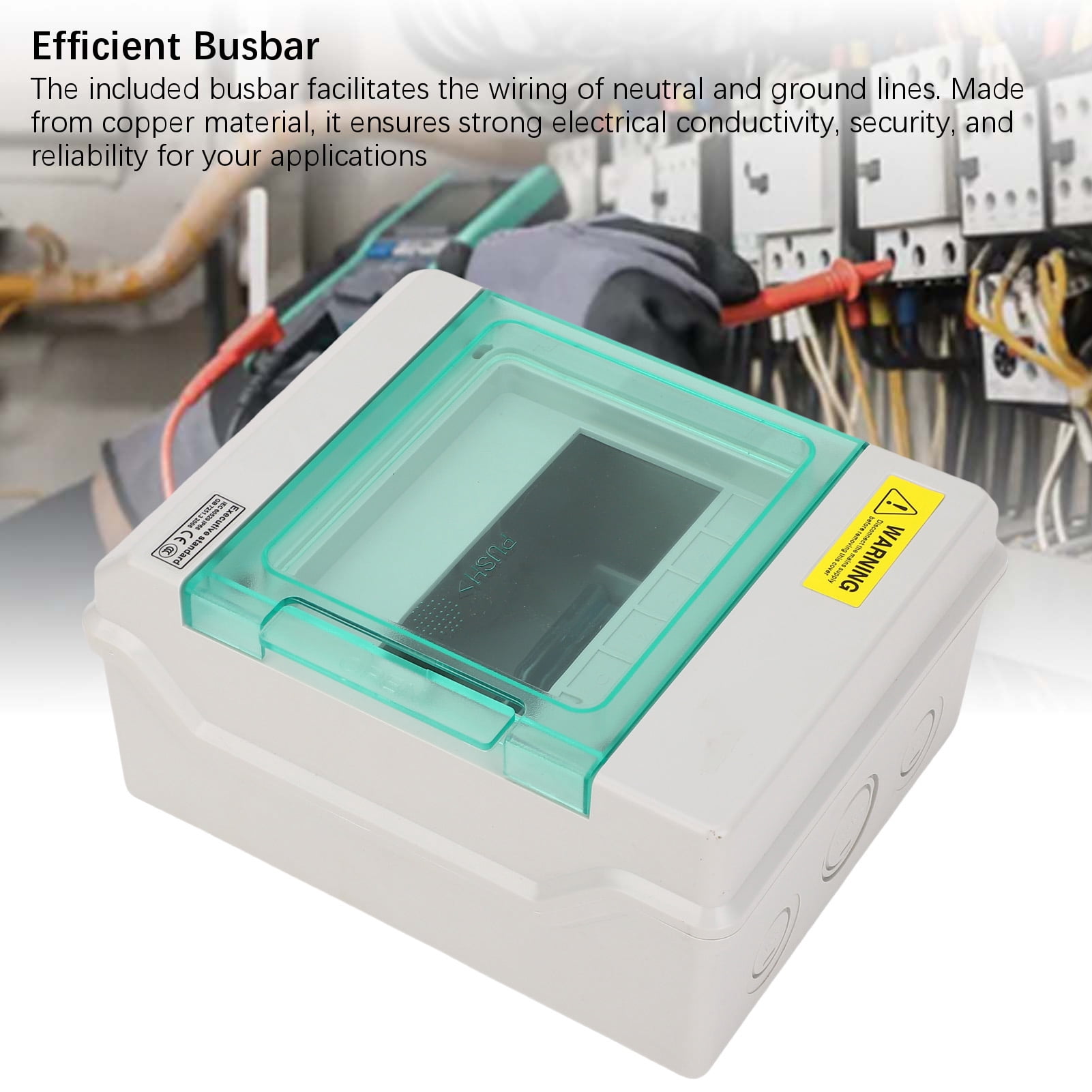 NFTIGB 6 Way Distribution Box IP66 Water Proof DIN Rail Outdoor Circuit Breaker Enclosure Power Junction (7.87 in / 200 mm)