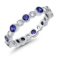 thumbnail image 3 of Full Eternity Wedding Bands Ring Blue Sapphire CZ 925 Sterling Silver Size 6, 3 of 6