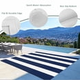 thumbnail image 3 of Outdoor Rug 3x5 ft Navy Blue Stripes Outdoor Large Area Rug Non Slip Rubber Simple Striped Front Door Mat RV Rug Camping Carpet Patio Outdoor Rugs for Backyard Balcony Deck Porch Indoor, 3 of 9