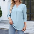 thumbnail image 2 of Camisa de gasa de manga 3/4 suelta de color sólido informal con estilo para mujer OAVQHLG3B Store lin121212, 2 of 5