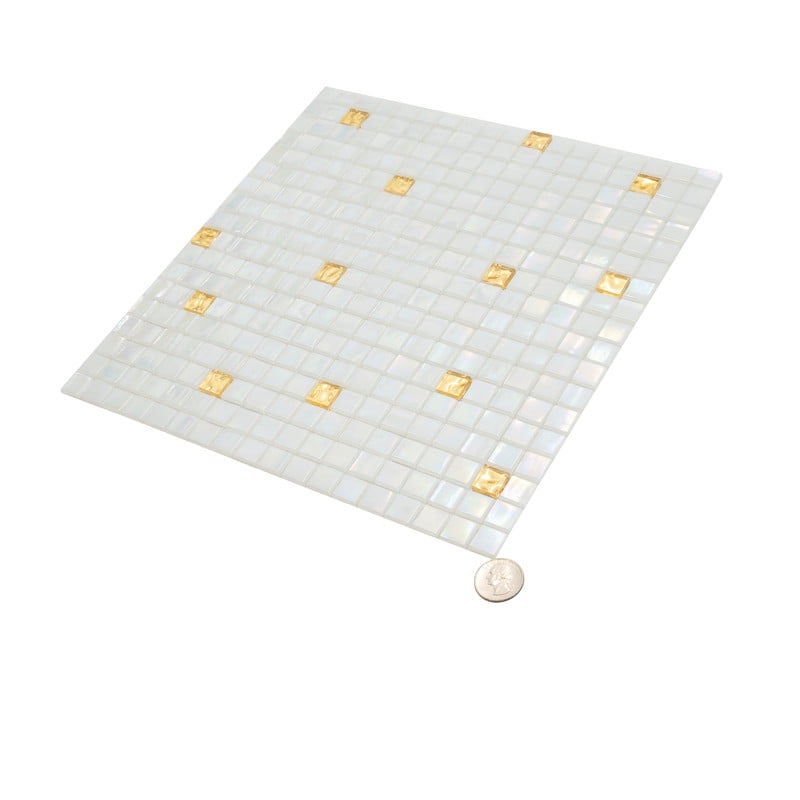 Apollo Tile Mingles 11.6 in. x 11.6 in. Glossy White and Gold Glass Mosaic Wall and Floor Tile (18.69 sq. ft./case) (20-pack)